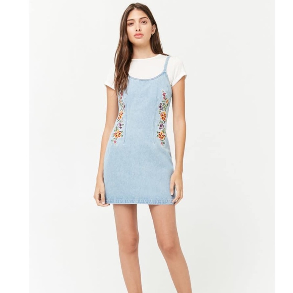 Denim embroidered dress